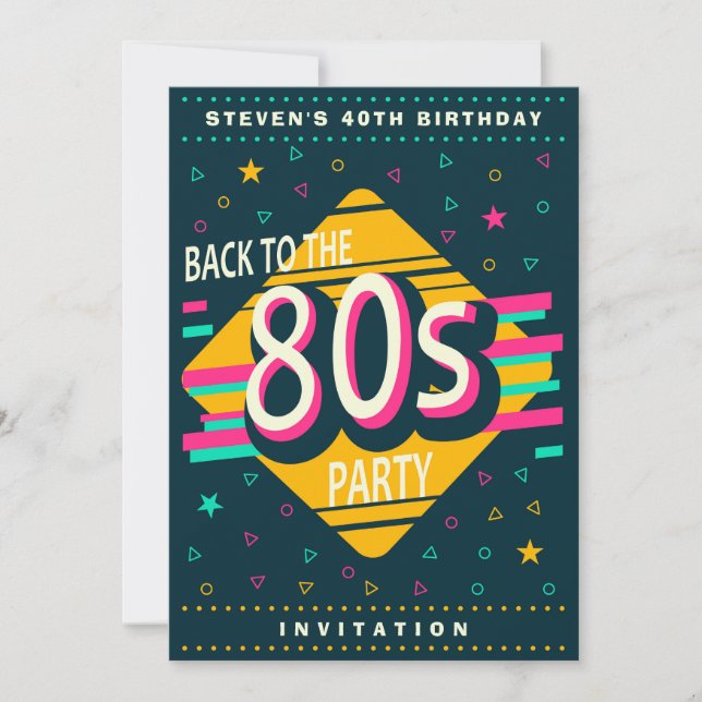 Invitation Fête d'anniversaire Retour dans les années 80 (Devant)