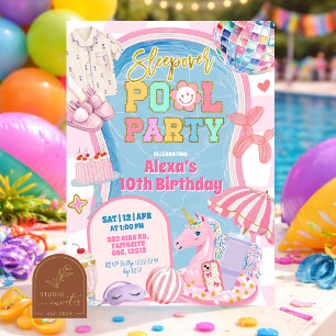 Invitation Fête d'anniversaire rétro élégante pour fille avec