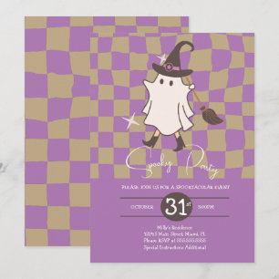 Invitation Fête d'anniversaire rétro Halloween fantôme effray