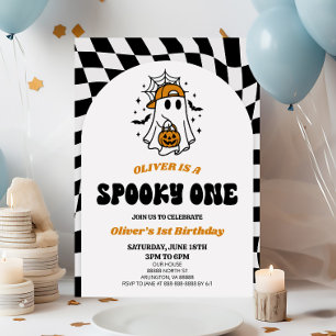 Invitation Fête d'anniversaire rétro Halloween Spooky One 1èr