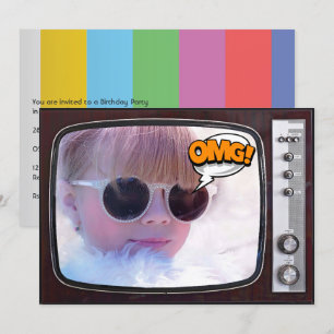 Invitation Fête d'anniversaire Retro TV