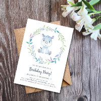 Fête d'anniversaire Rhinocéros Aquarelle