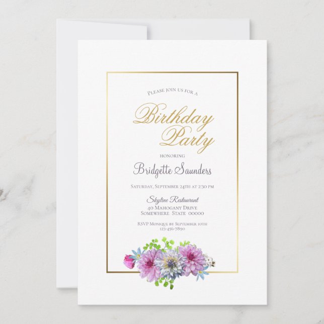 Invitation Fête d'anniversaire rose (Devant)