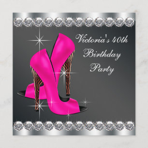 Invitation Fête d'anniversaire rose chaud pour les femmes