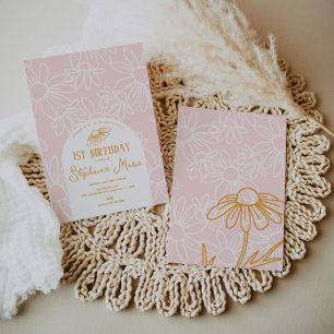Invitation Fête d'anniversaire rose Daisy