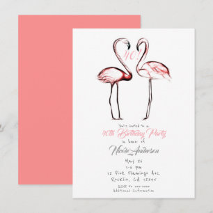 Invitation Fête d'anniversaire rose de Flamant rose de