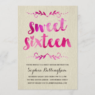 Invitation Fête d'anniversaire rose de sweet sixteen