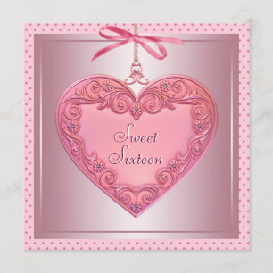 Invitation Fête d'anniversaire rose du bonbon 16 à rose de