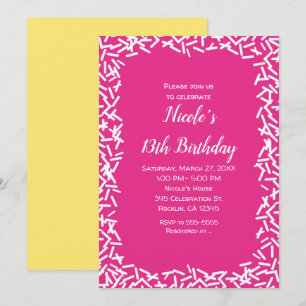 Invitation Fête d'anniversaire rose et blanc