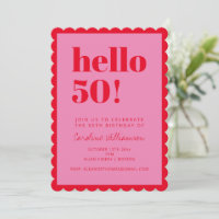 Fête d'anniversaire rose et rouge moderne 50 ans e