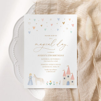 Invitation Fête d'anniversaire rose Floral Princess Girl
