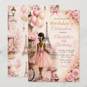 Invitation Fête d'anniversaire Rose Paris