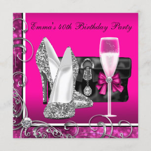Invitation Fête d'anniversaire rose pour femme