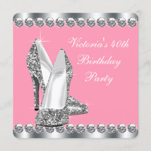 Invitation Fête d'anniversaire rose pour femme