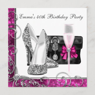 Invitation Fête d'anniversaire rose pour femme