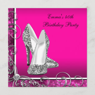 Invitation Fête d'anniversaire rose pour femme