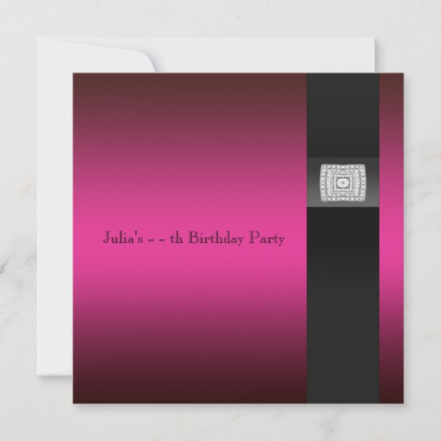 Invitation Fête d'anniversaire rose vif toutes occasions (Devant)
