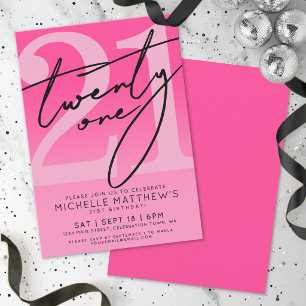 Invitation Fête d'anniversaire Rose Vingt-et-un 21