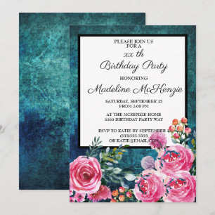 Invitation Fête d'anniversaire Roses Roses Fruitées