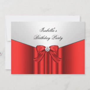Invitation Fête d'anniversaire Rouge Blanc Arc en Diamant