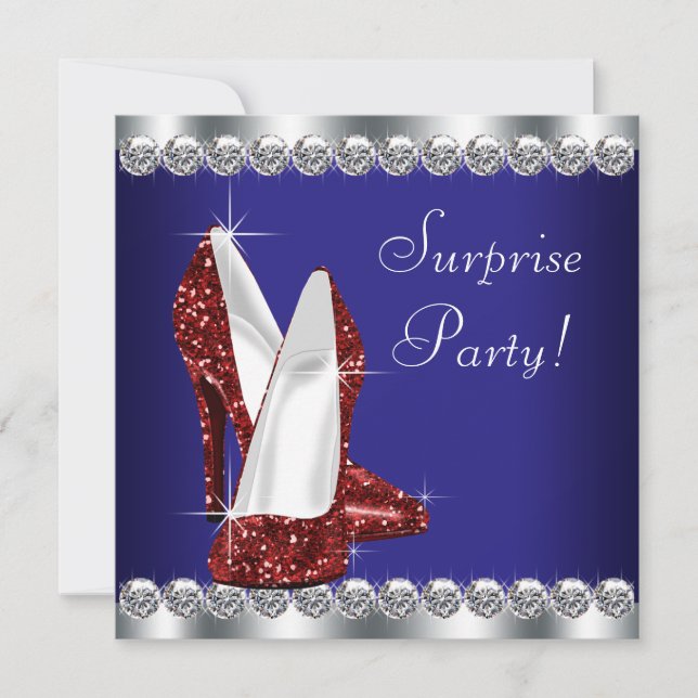 Invitation Fête d'anniversaire rouge blanc et bleu (Devant)