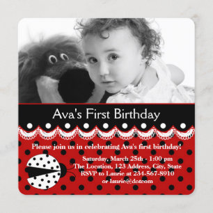 Invitation Fête d'anniversaire rouge de coccinelle