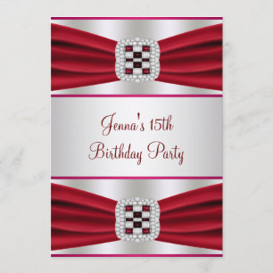 Invitation Fête d'anniversaire rouge de diamant