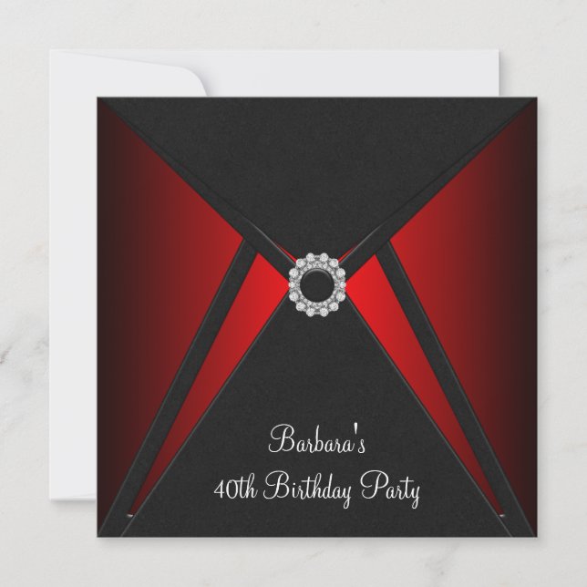 Invitation Fête d'anniversaire rouge et noir (Devant)
