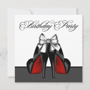Invitation Fête d'anniversaire rouge et noir pour femme