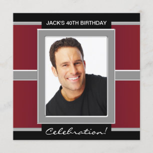 Invitation Fête d'anniversaire rouge et noir pour homme