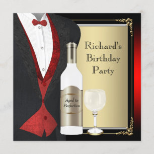 Invitation Fête d'anniversaire rouge et noir vieillis à la pe