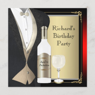 Invitation Fête d'anniversaire rouge et noir vieillis à la pe