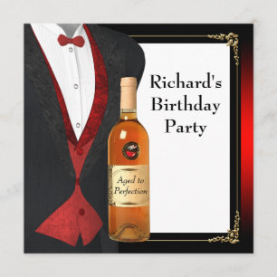 Invitation Fête d'anniversaire rouge et noir vieillis à la pe