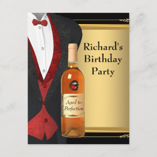 Invitation Fête d'anniversaire rouge et noir vieillis à la pe