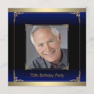 Invitation Fête d'anniversaire Royal Blue Black and Gold