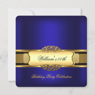 Invitation Fête d'anniversaire Royal Blue Gold Hommes