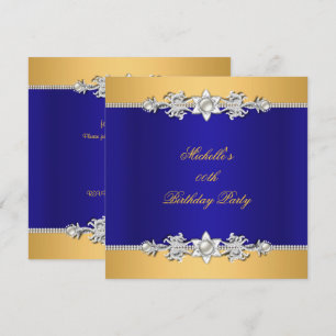 Invitation Fête d'anniversaire Royale Bleu Perle Finition Bij