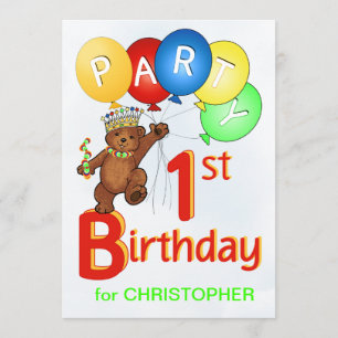 Invitation Fête d'anniversaire royale d'ours de nounours ?ère
