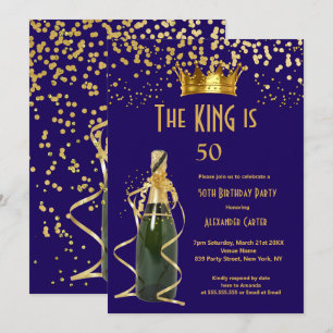 Invitation Fête d'anniversaire royale masculine de Champagne 