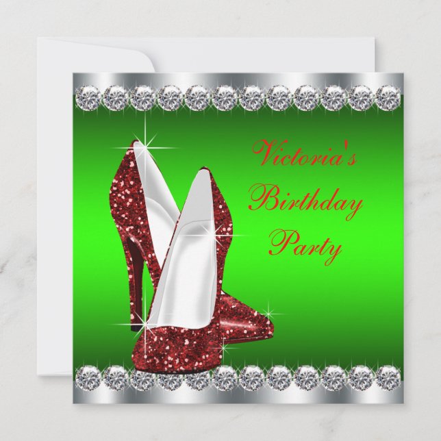 Invitation Fête d'anniversaire Ruby Red et Green Christmas (Devant)