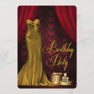 Invitation Fête d'anniversaire Ruby Red Gold