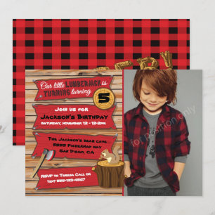 Invitation Fête d'anniversaire Russe Lumberjack avec photo