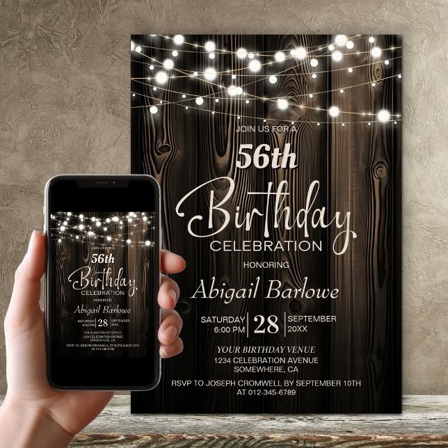 Invitation Fête d'anniversaire Rustic Wood (Créateur téléchargé)