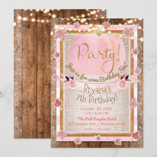Invitation Fête d'anniversaire rustique aux feuilles d'automn