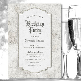 Invitation Fête d'anniversaire Rustique Gris pâle en pierre s