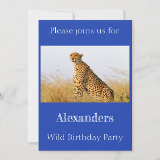 Invitation Fête d'anniversaire sauvage Cheetah personnalisée