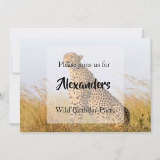 Invitation Fête d'anniversaire sauvage Cheetah personnalisée