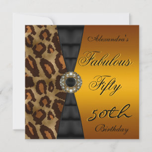 Invitation Fête d'anniversaire sauvage noir jaune or 50 ans