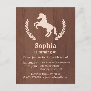 Invitation Fête d'anniversaire silhouette de cheval élégante
