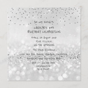 Invitation Fête d'anniversaire Silver Parties scintillant gri